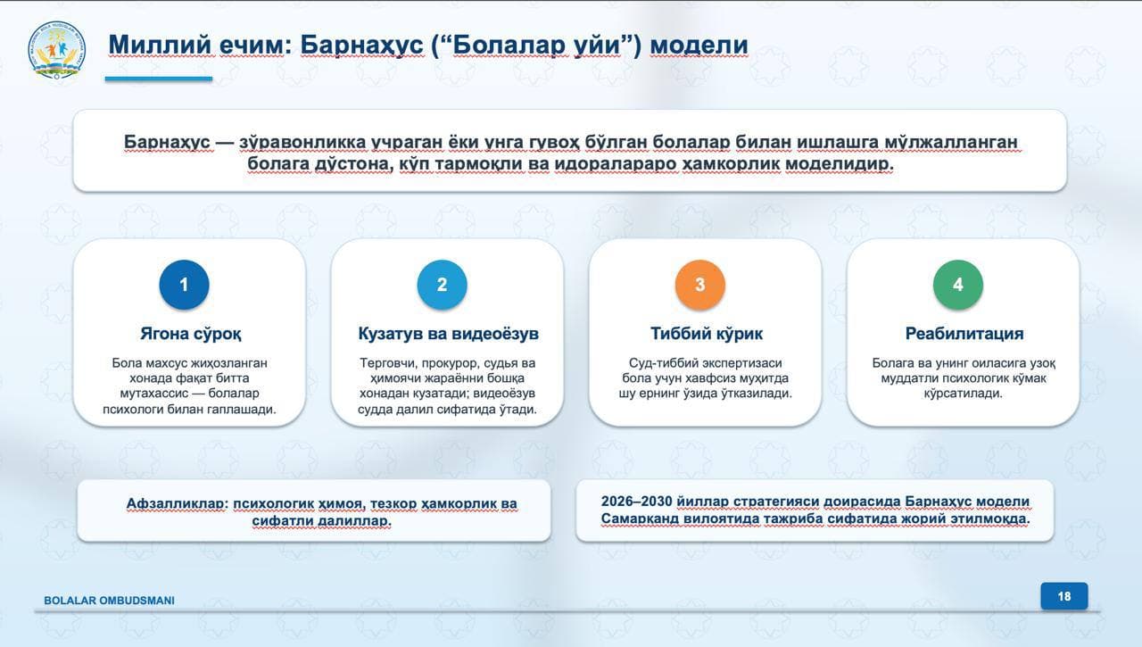 Joriy yilning 23-25 iyun kunlari Oliy sud, Sudyalar oliy Kengashi hamda Odil sudlov akademiyasi tomonidan "Jinoyatdan jabrlangan ayollar va bolalar bilan ishlashning o‘ziga xos protsessual jihatlari" mavzusida onlayn malaka oshirish kurslari o‘tkazildi.