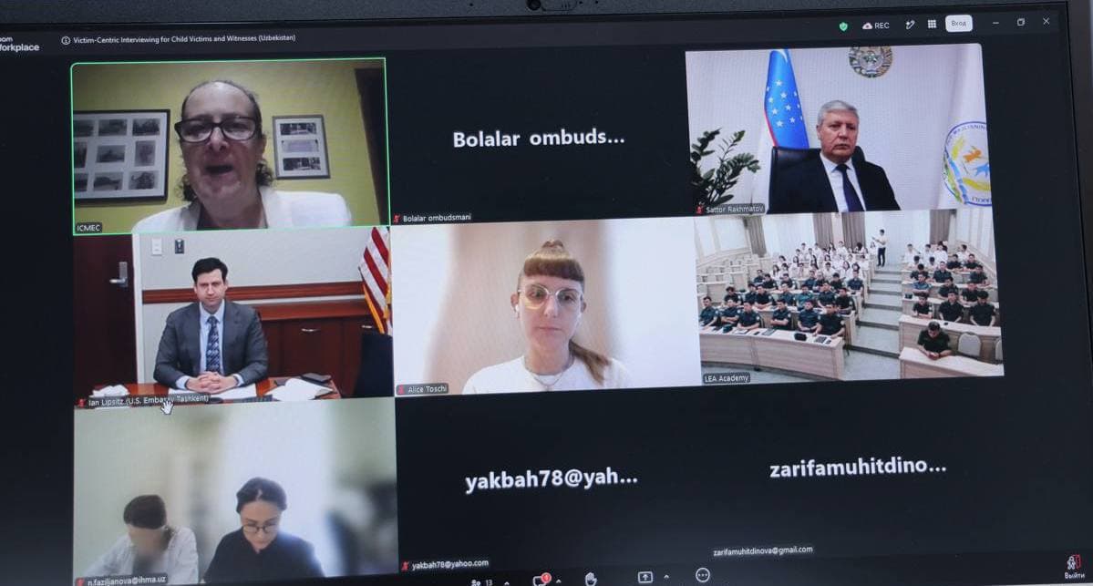 Bolalar ombudsmani tomonidan jinoyatdan jabrlangan bolalar bilan alohida ishlash bo‘yicha amaliyotchi-xodimlar uchun maxsus treninglar siklini tashkil etish ishlari davom ettirilmoqda.