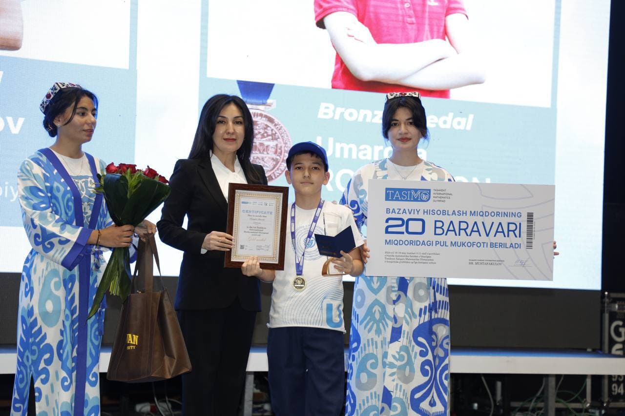 Joriy yilning 20-may kuni Xalqaro Nordik universiteti tashabbusi bilan tashkil qilingan "Toshkent Xalqaro matematika olimpiadasi" (TasIMO) bellashuvi g‘oliblarini taqdirlash marosimida ishtirok etdik
